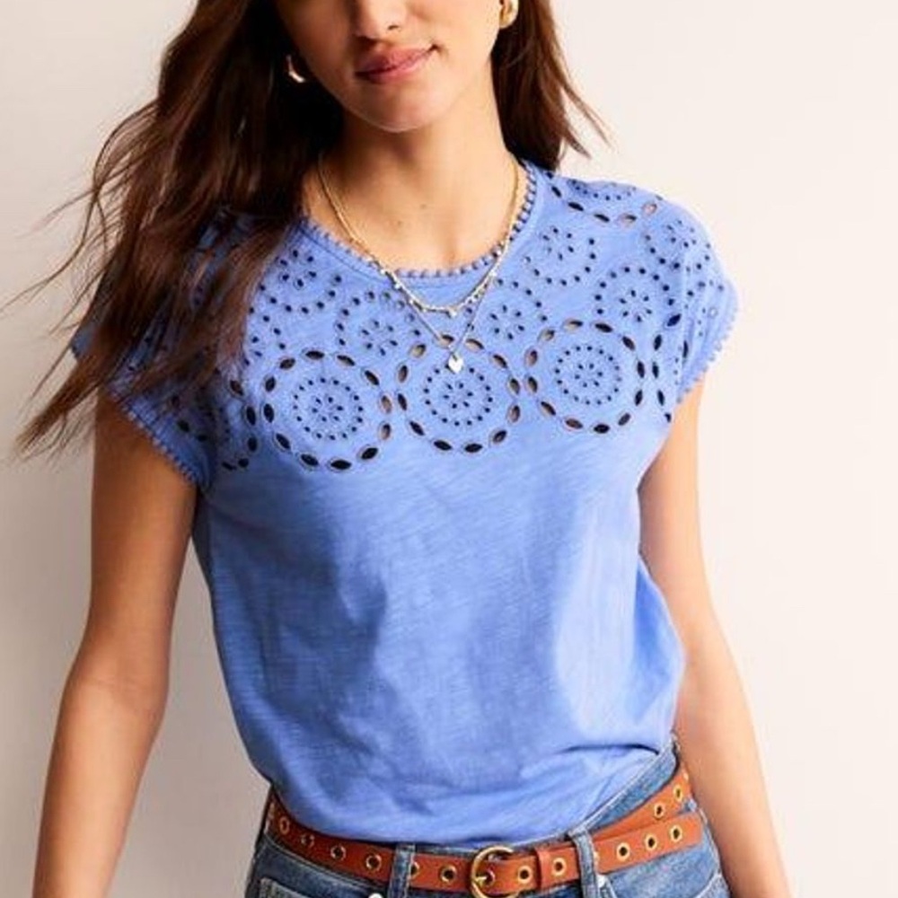 Boden Blue Sasha Broderie Eyelet Shirt